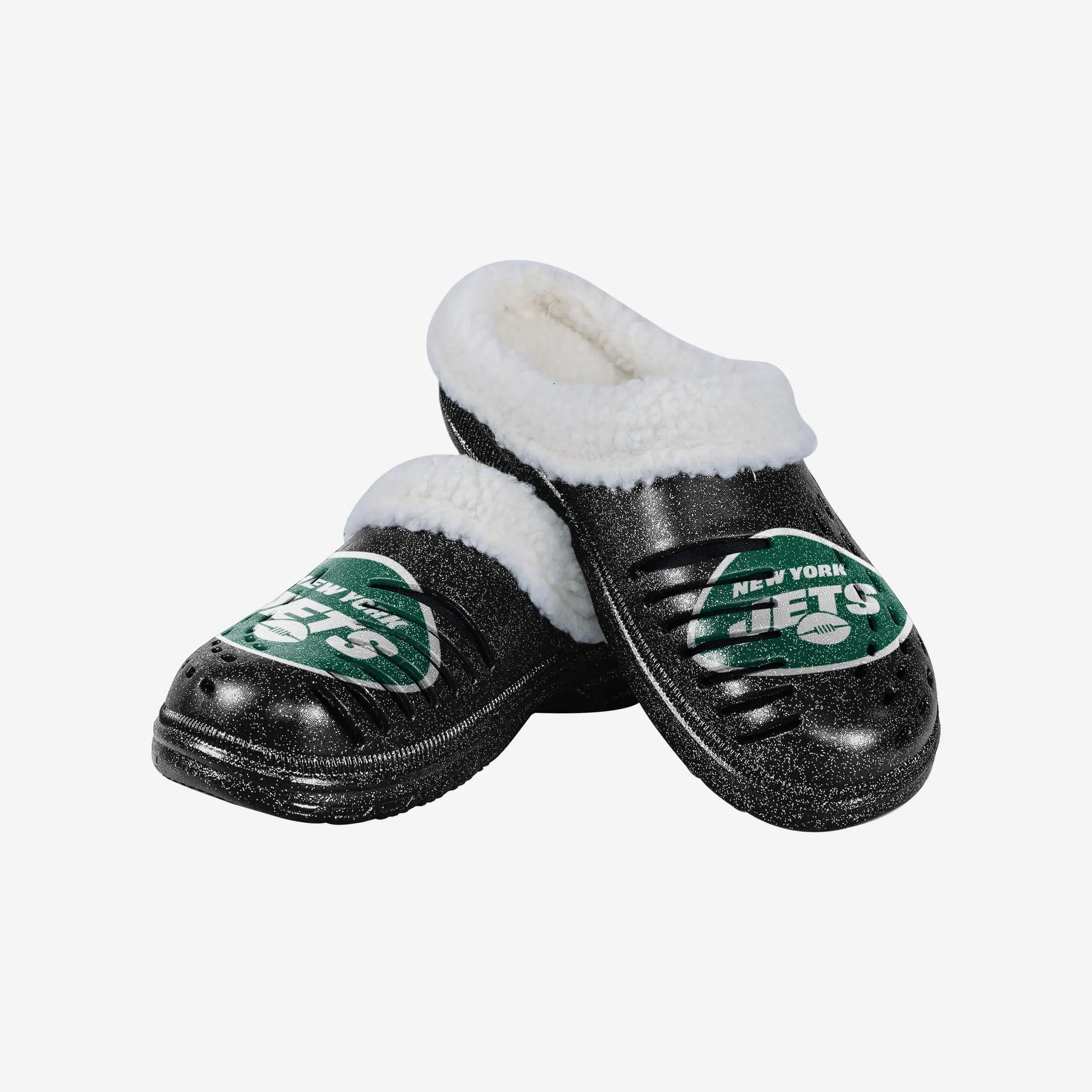 New York Jets Womens Sherpa Lined Glitter Clog