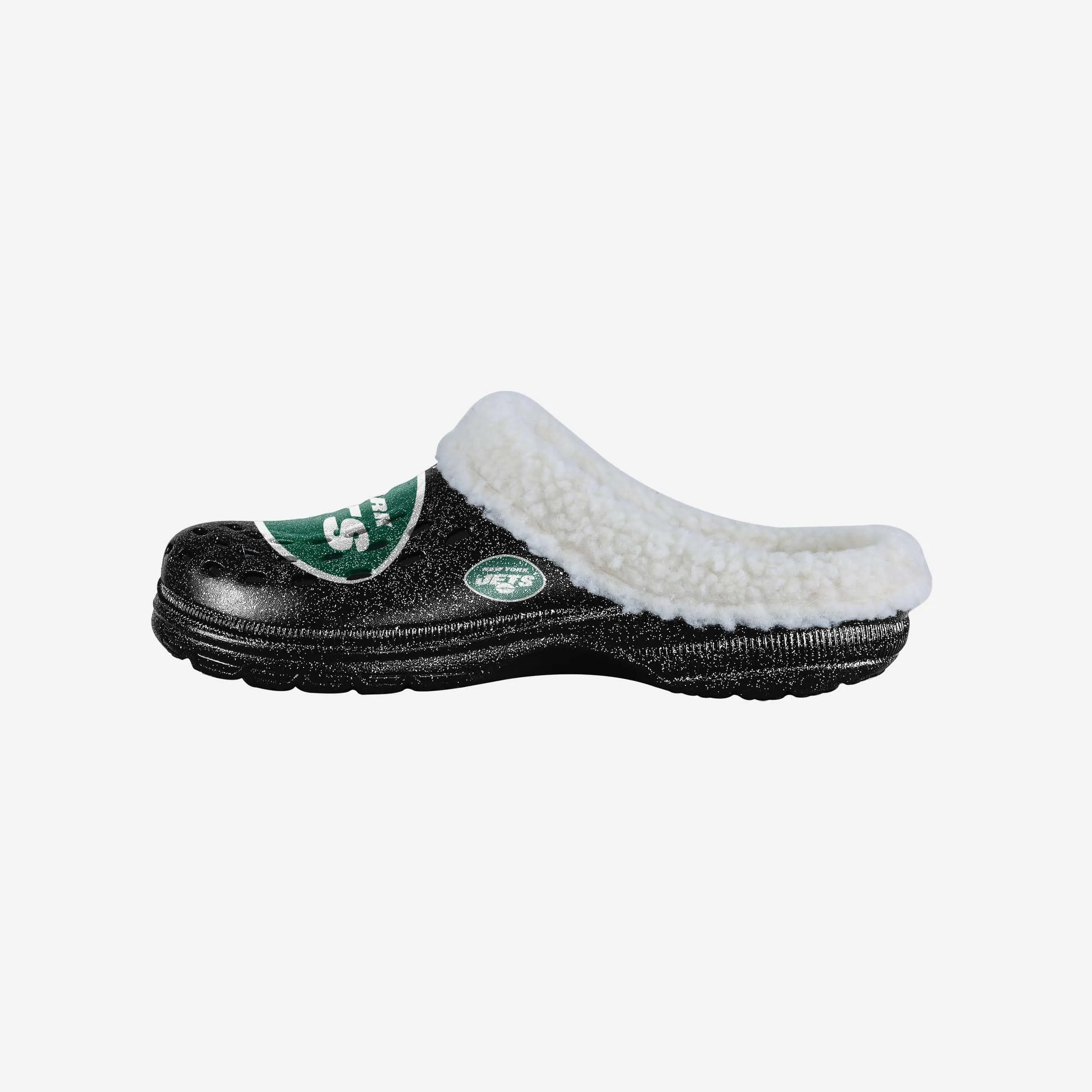 New York Jets Womens Sherpa Lined Glitter Clog