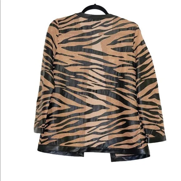 NWOT Chico’s Deep Rum Caramel Tiger Mesh Cardigan