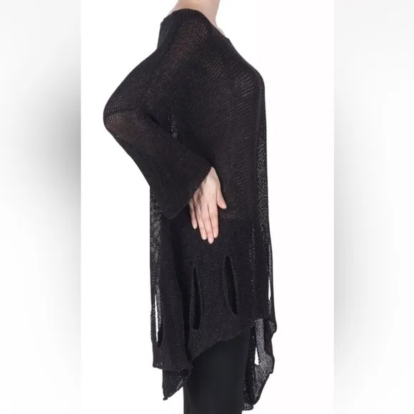NWT Joseph Ribkoff Black Tunic Slits Around Hem S/M Artsy Lagenlook