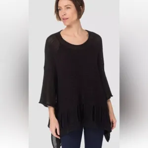 NWT Joseph Ribkoff Black Tunic Slits Around Hem S/M Artsy Lagenlook