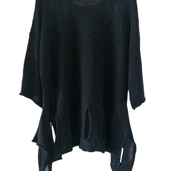 NWT Joseph Ribkoff Black Tunic Slits Around Hem S/M Artsy Lagenlook
