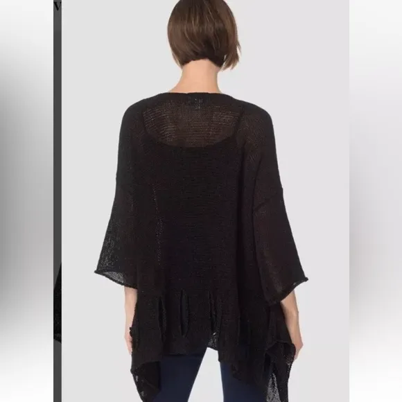 NWT Joseph Ribkoff Black Tunic Slits Around Hem S/M Artsy Lagenlook