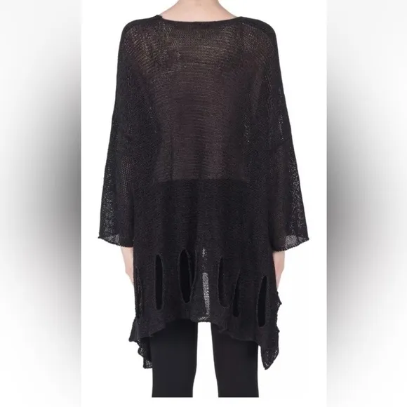 NWT Joseph Ribkoff Black Tunic Slits Around Hem S/M Artsy Lagenlook