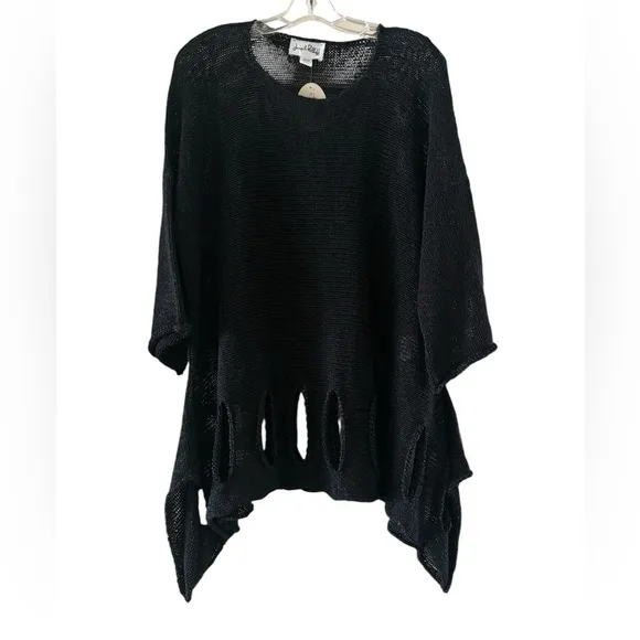 NWT Joseph Ribkoff Black Tunic Slits Around Hem S/M Artsy Lagenlook