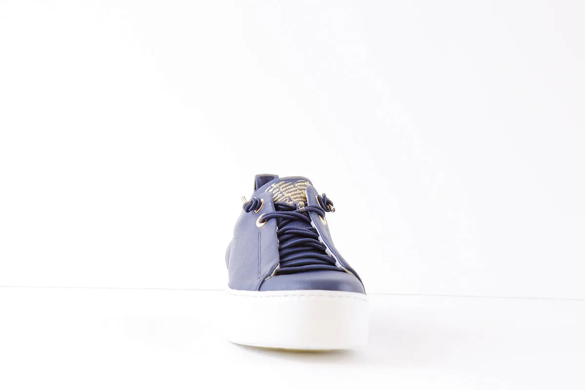 PAUL GREEN - 5017-01X LACED WEDGE FASHION SHOE - NAVY