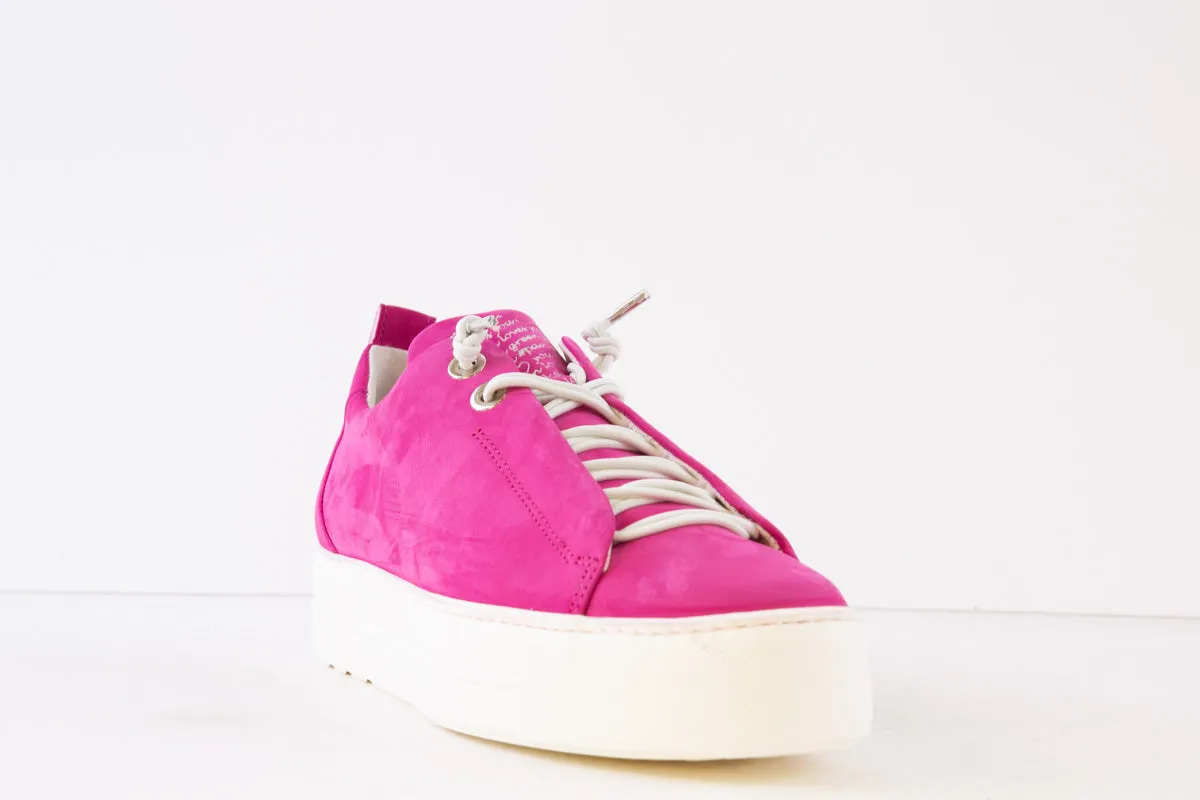 PAUL GREEN - 5017-20X LACED WEDGE FASHION SHOE - PINK SUEDE