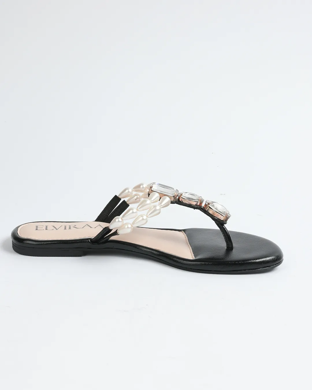 Pearl and stone embellished flats
