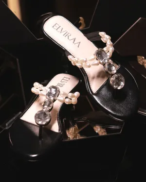 Pearl and stone embellished flats