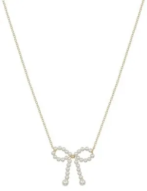 Pearl Bow Necklace and Earring Set