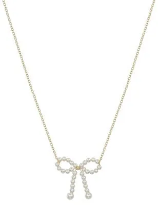 Pearl Bow Necklace and Earring Set