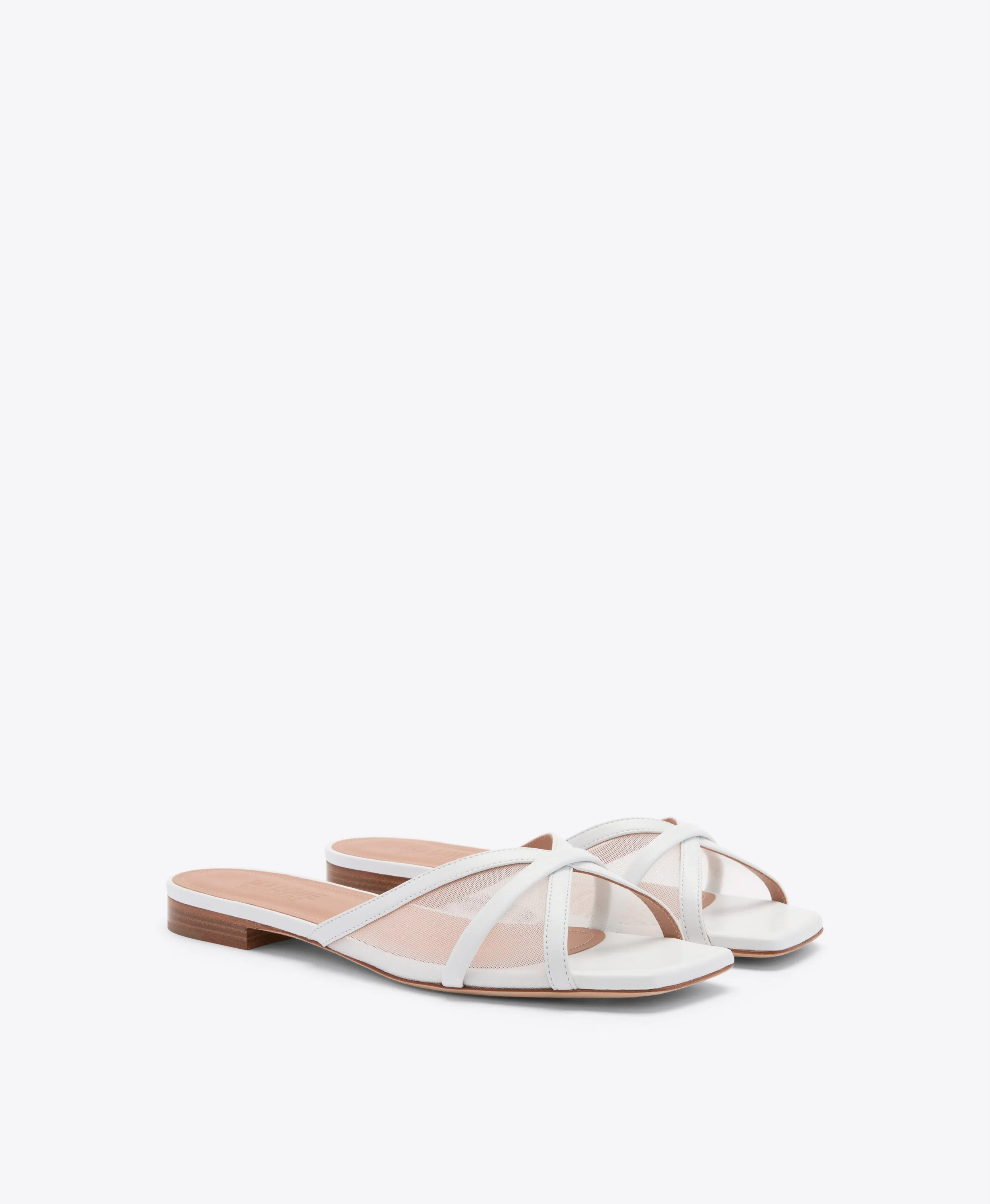 Perla White Mesh Flat Sandals
