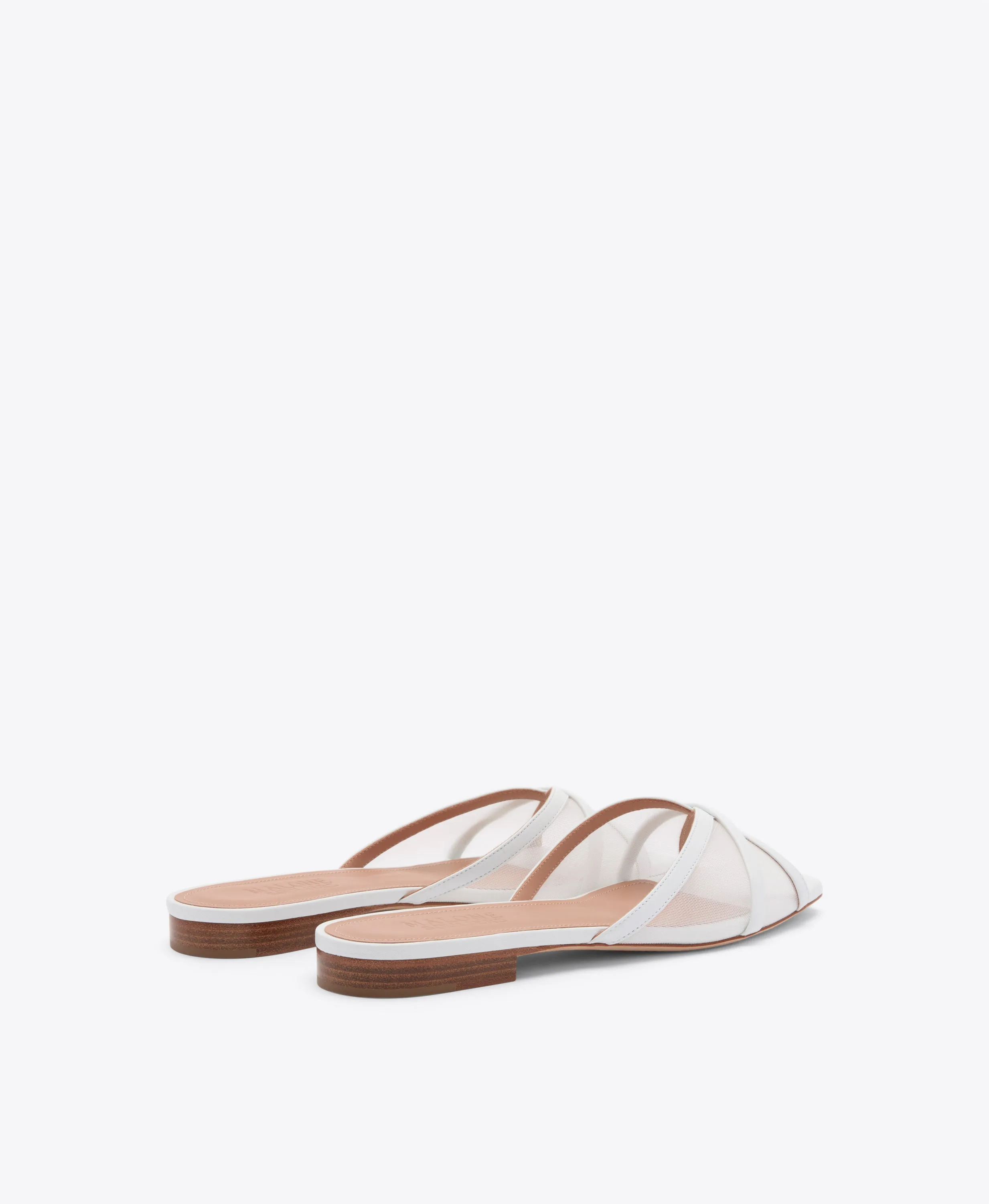 Perla White Mesh Flat Sandals