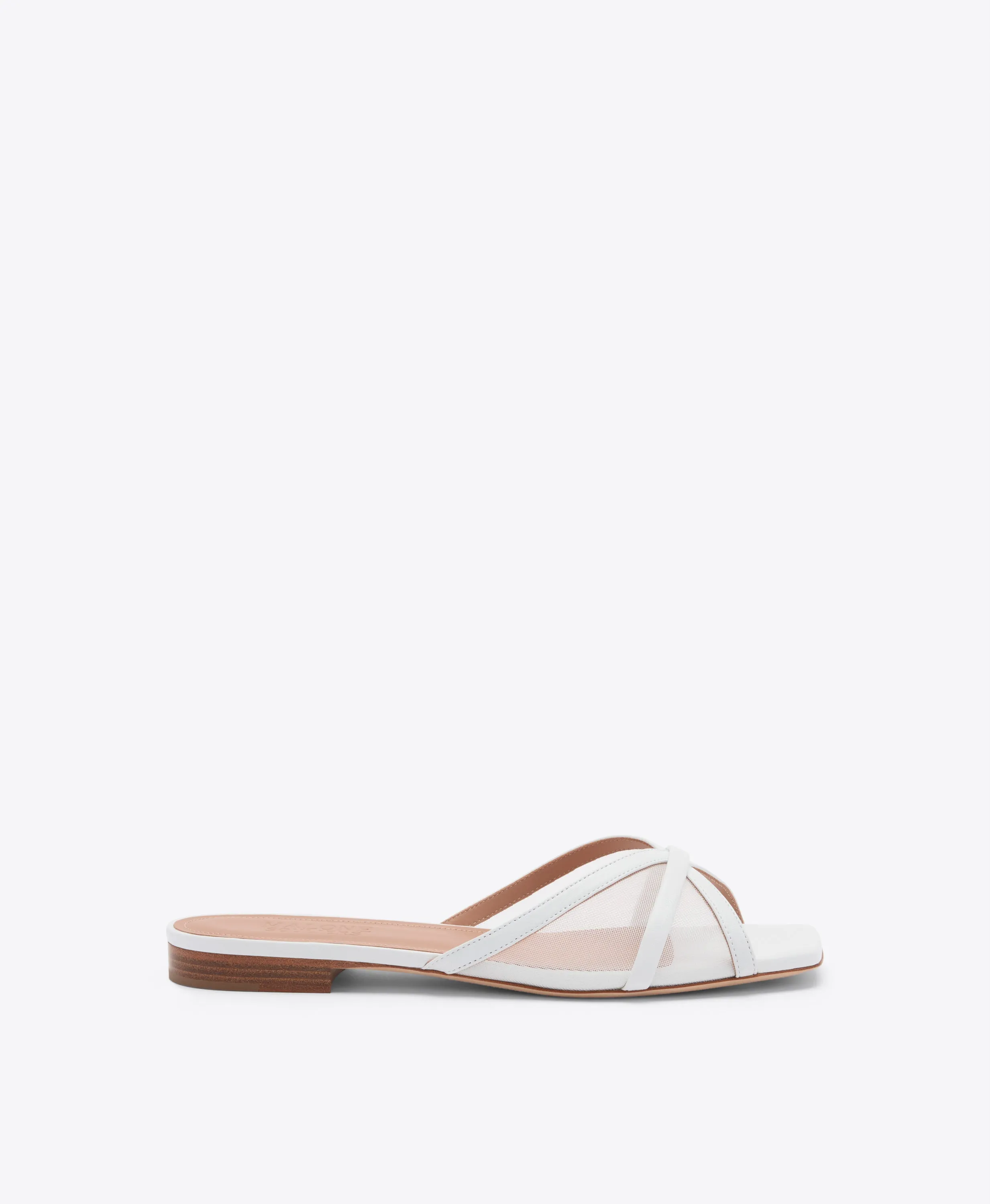 Perla White Mesh Flat Sandals