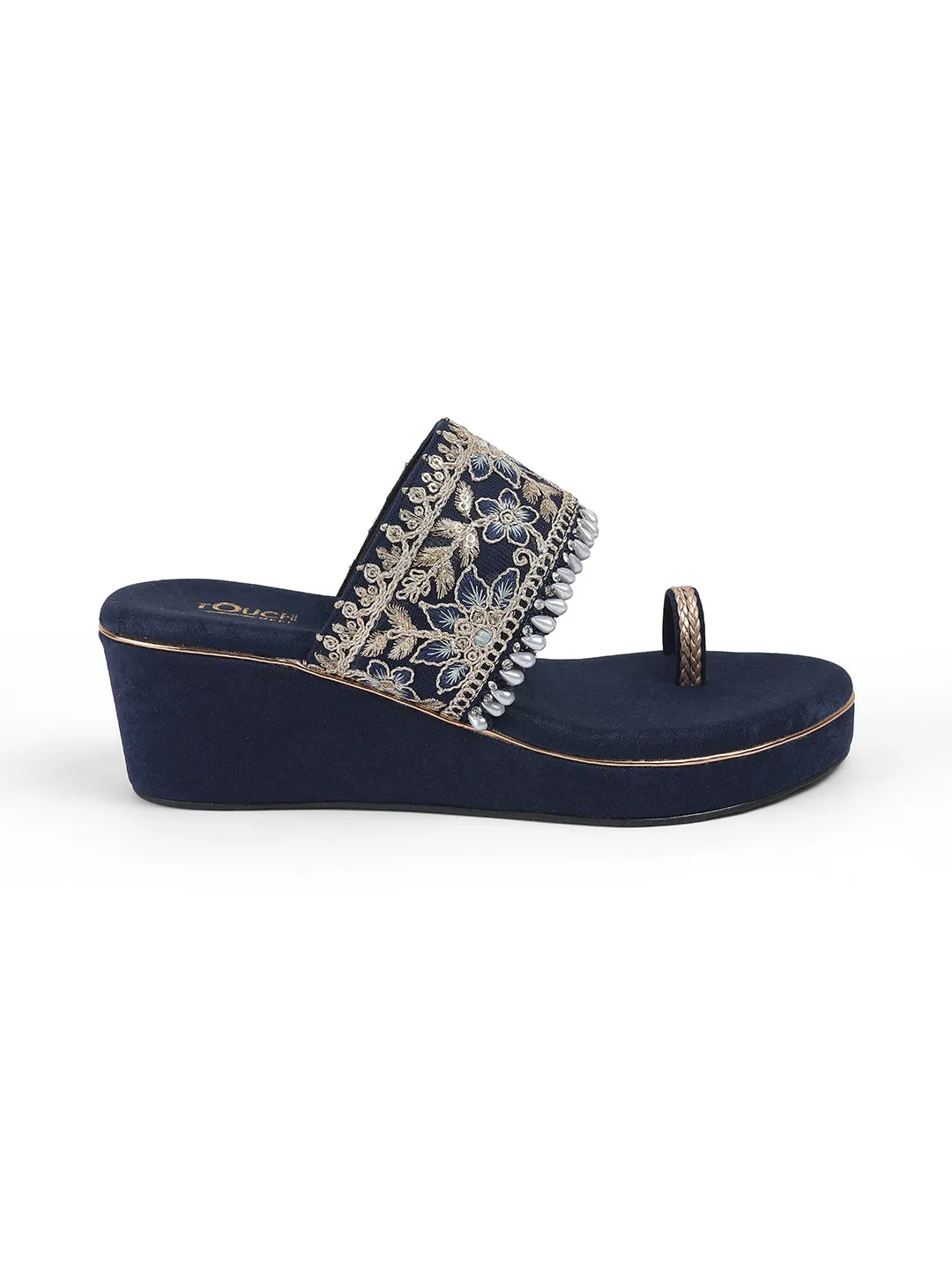 Platform Blue Low Heel Wedges For Women and Girls