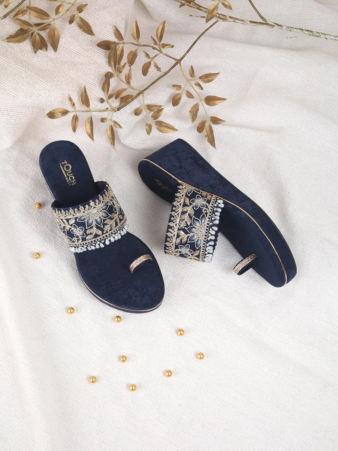 Platform Blue Low Heel Wedges For Women and Girls