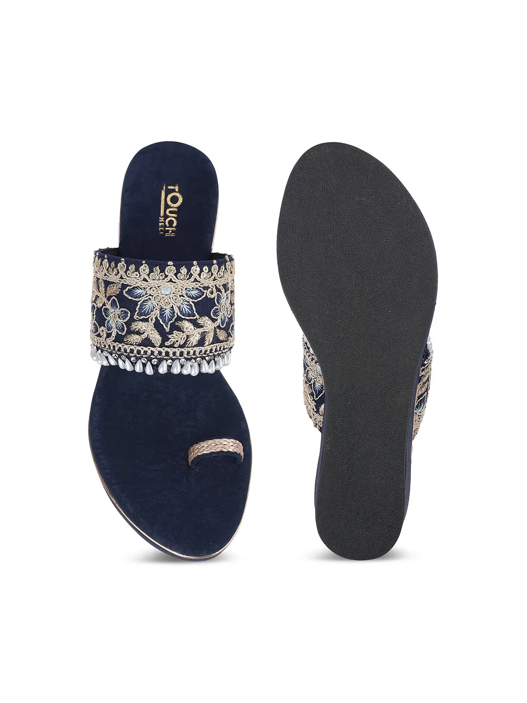 Platform Blue Low Heel Wedges For Women and Girls