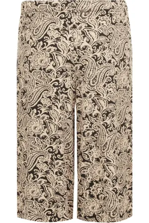 Plus Size Paisley Print Culottes Shorts