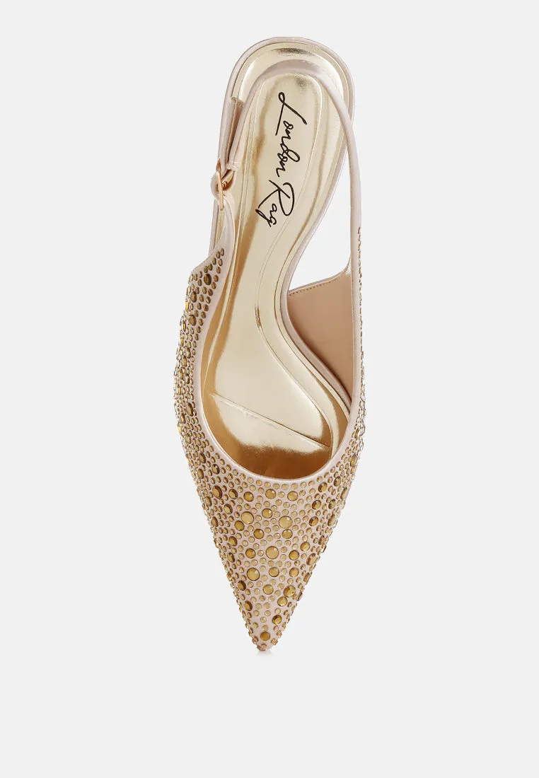 Pointed Toe Rhinestone Slingbacks By RAG