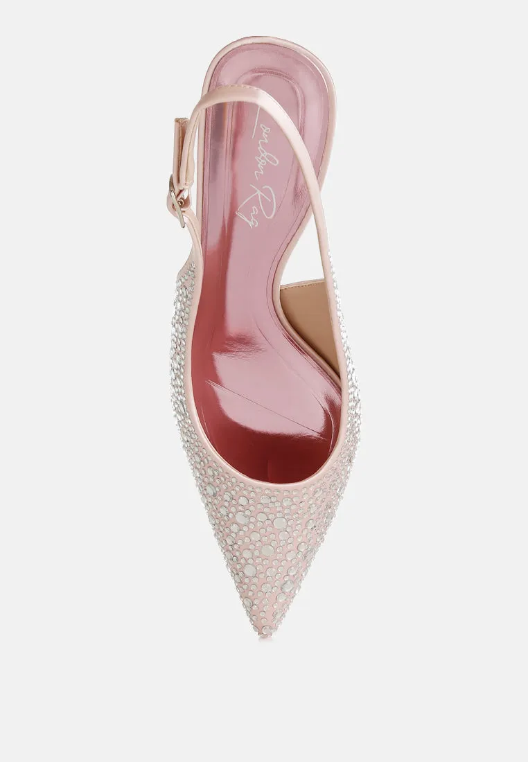 Pointed Toe Rhinestone Slingbacks By RUW