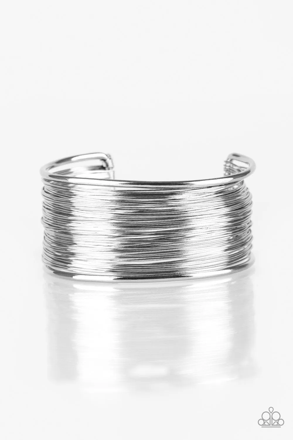 " Wire Warrior " Silver Metal Tightly Wrapped Wire Cuff Bracelet