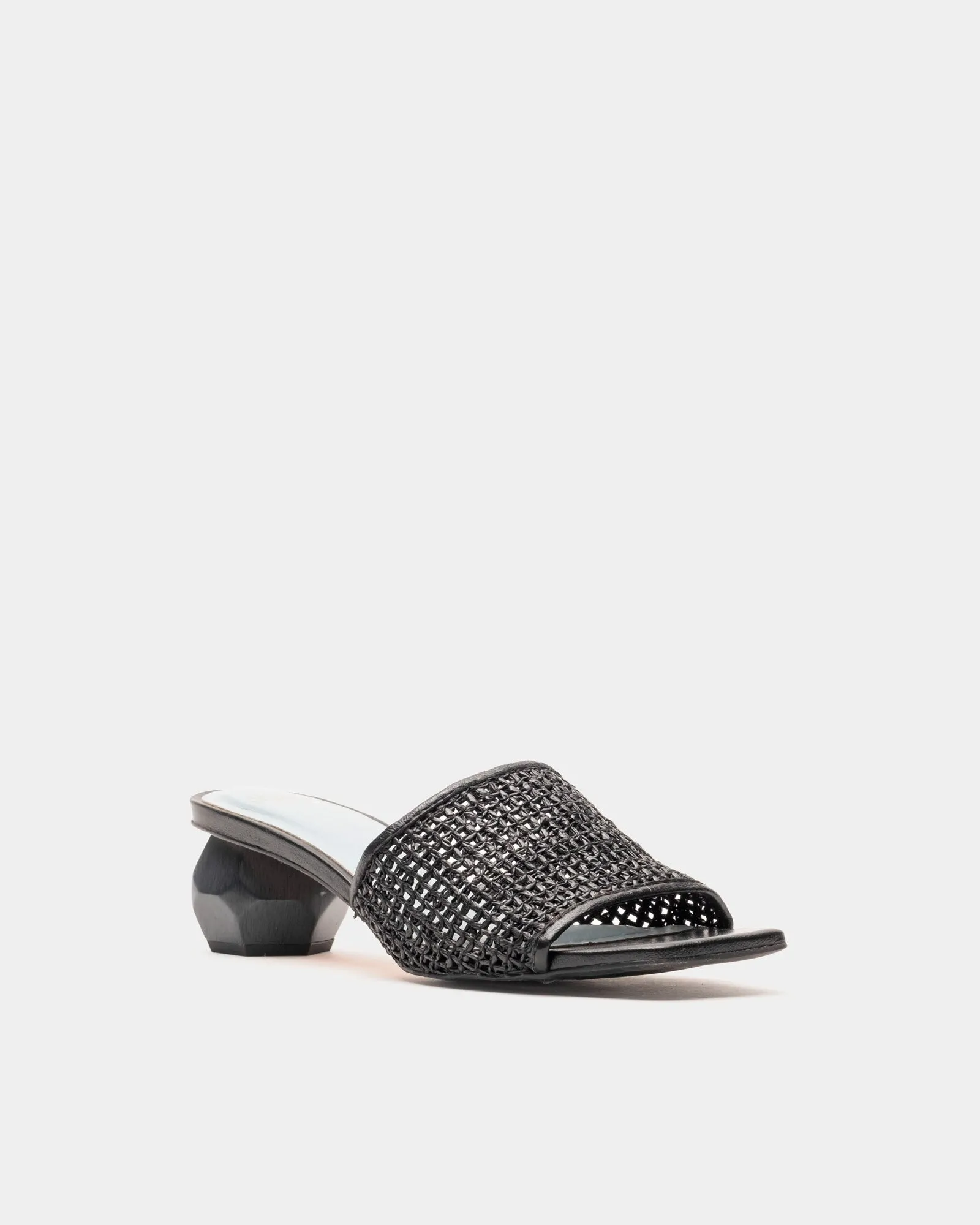 Raffia Mesh Slide - Black