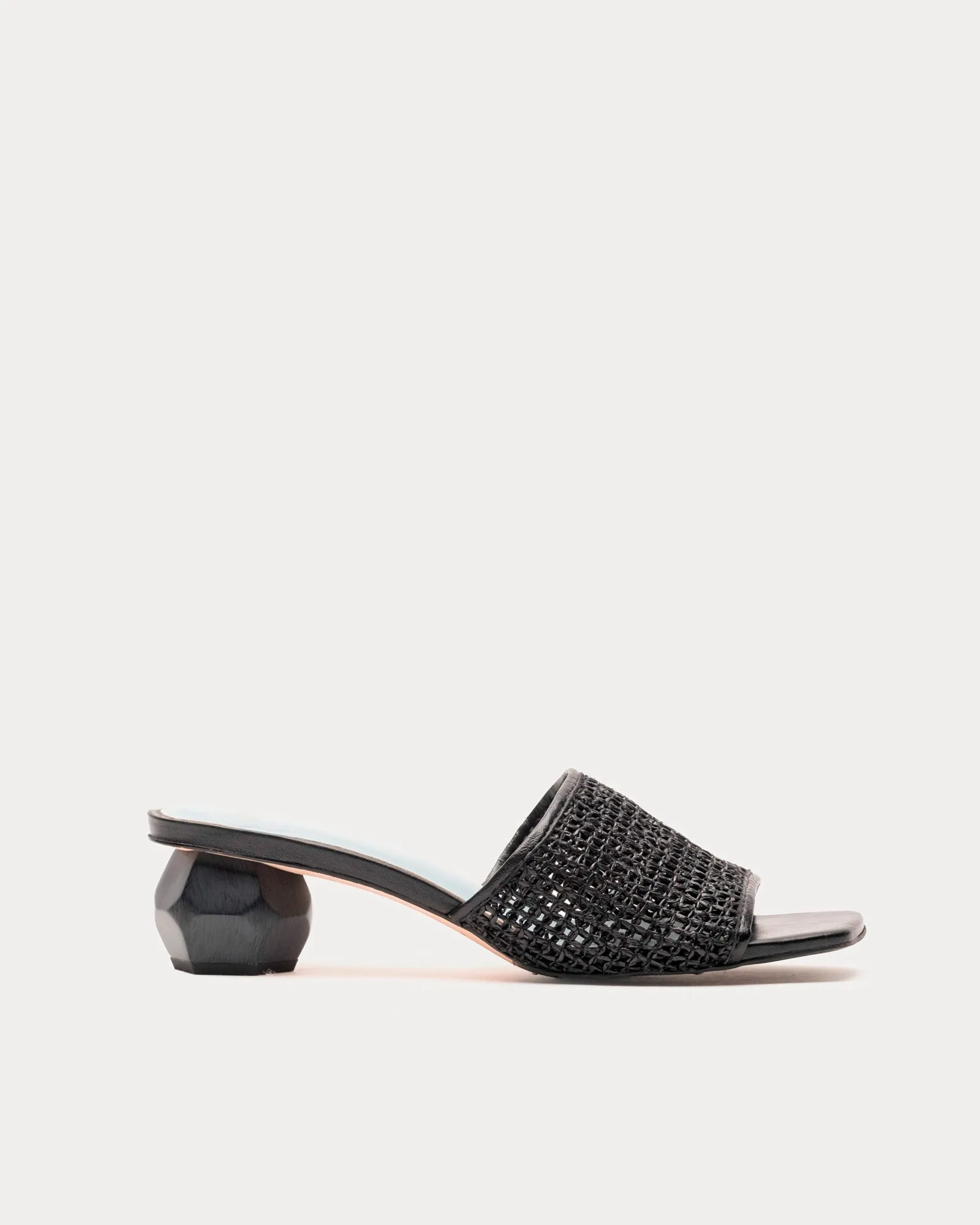 Raffia Mesh Slide - Black