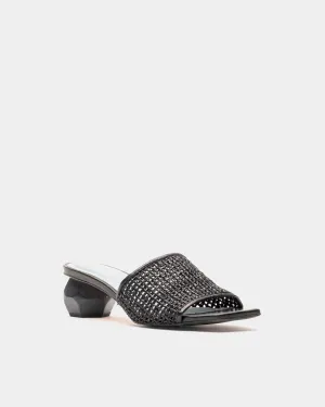 Raffia Mesh Slide - Black