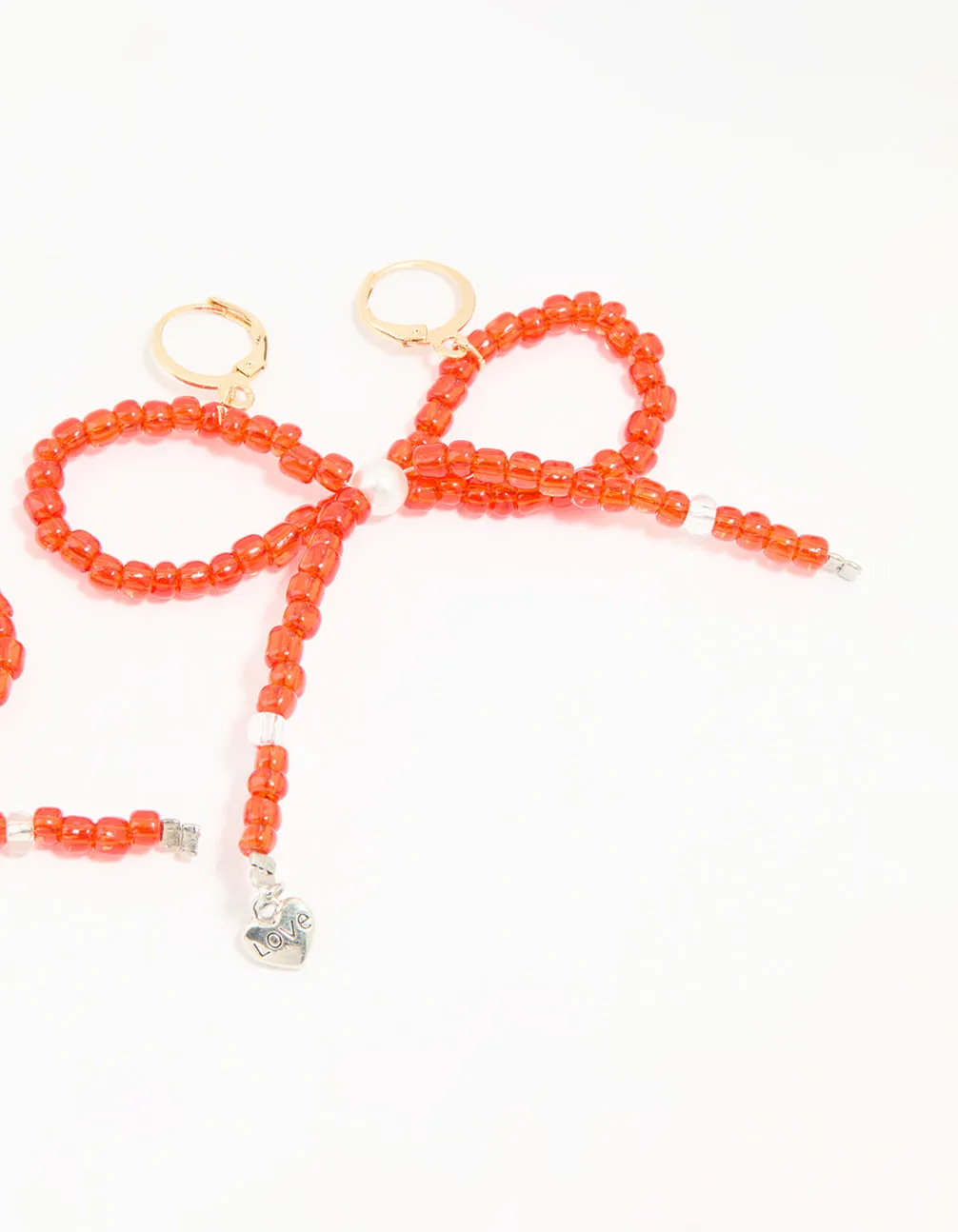 Red Beaded Bow Shoe Charm Set