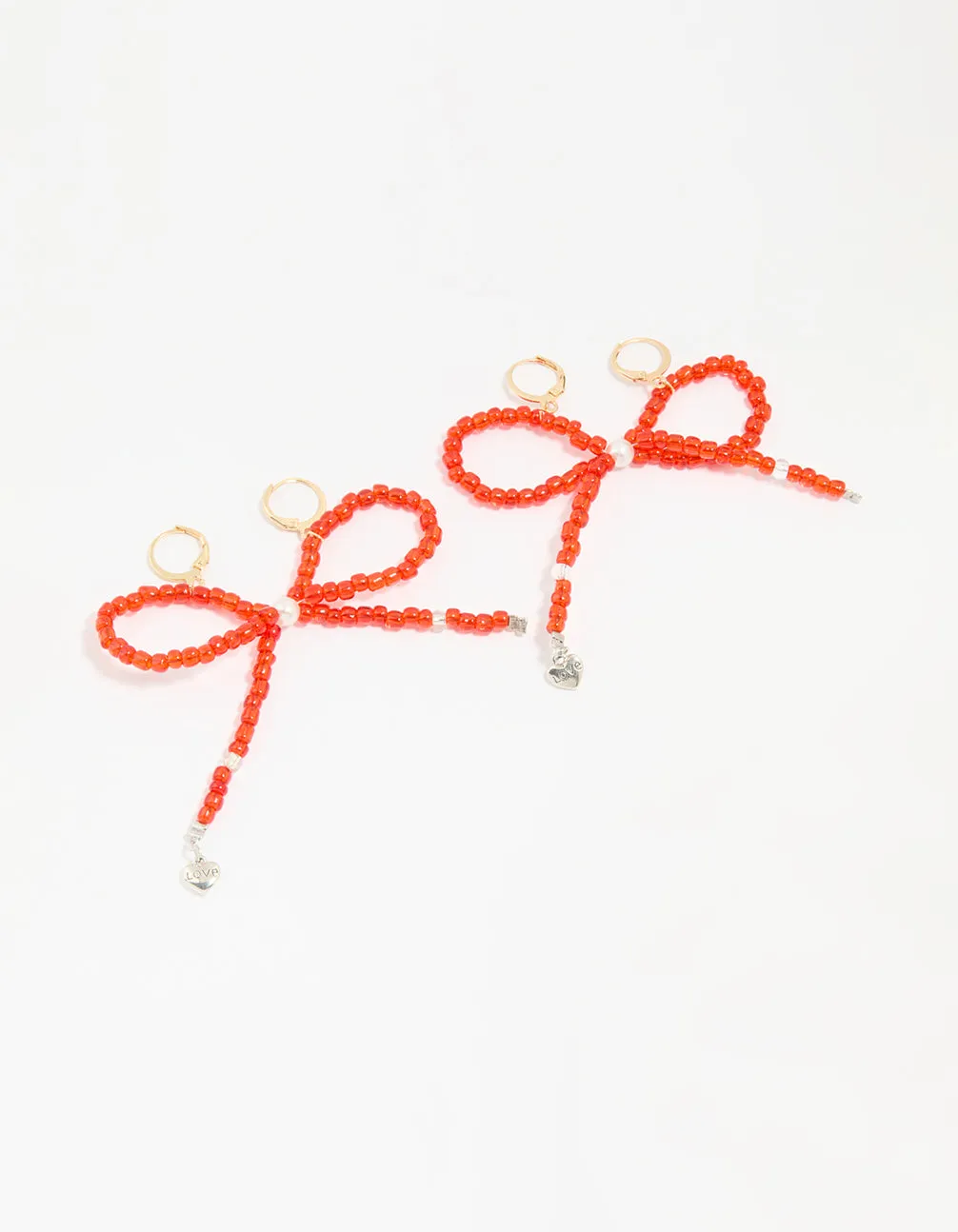 Red Beaded Bow Shoe Charm Set