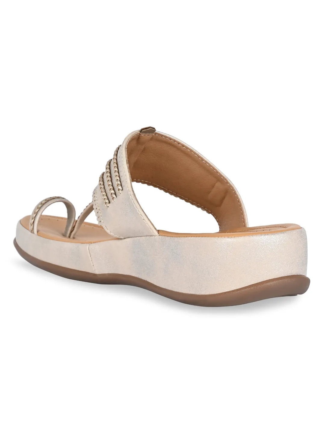 Rocia By Regal Light Gold Women Stitch Down Comfortable Kolhapuris