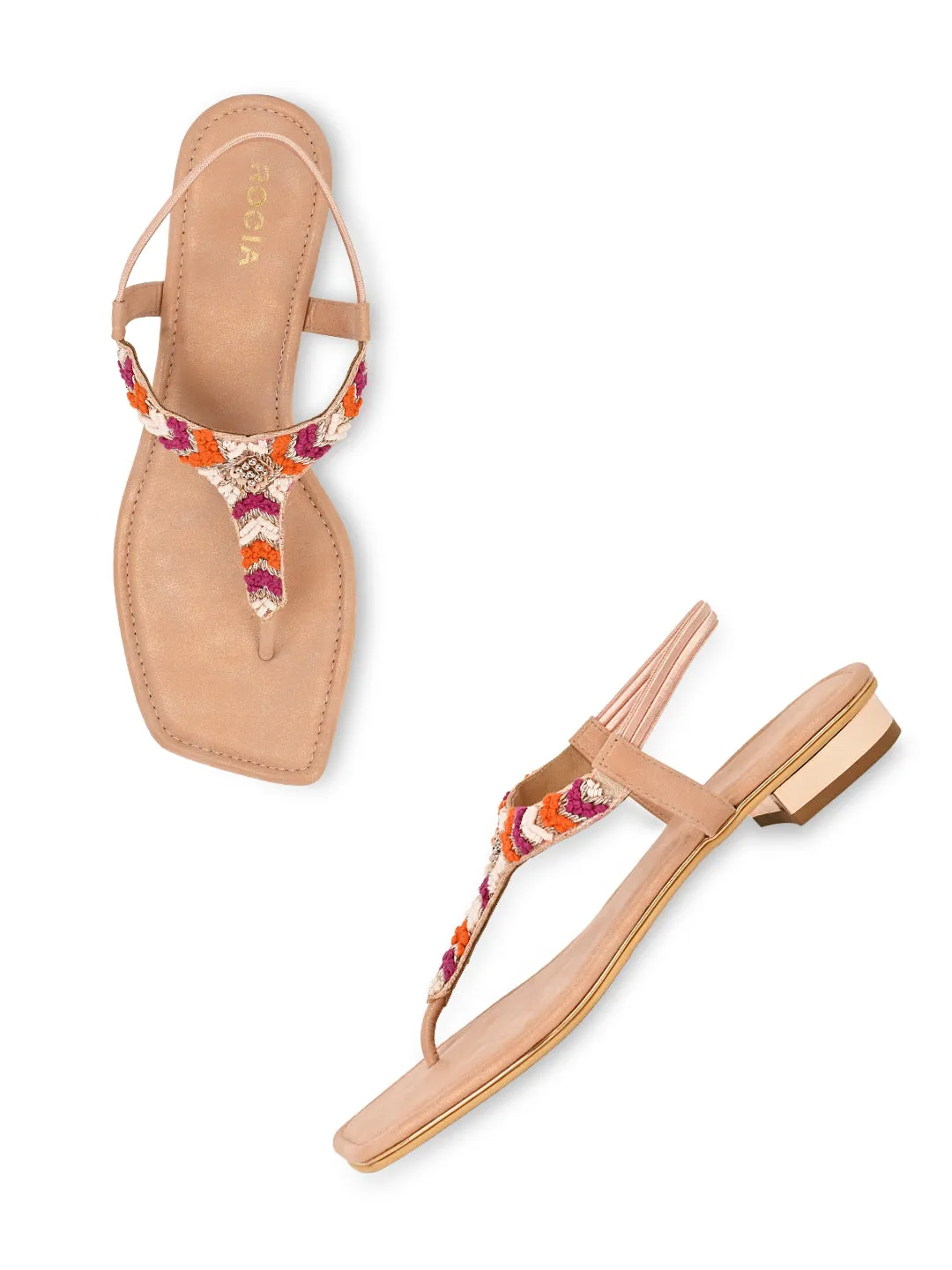 Rocia By Regal Pink Women Casual Embroidered Flat Sandals