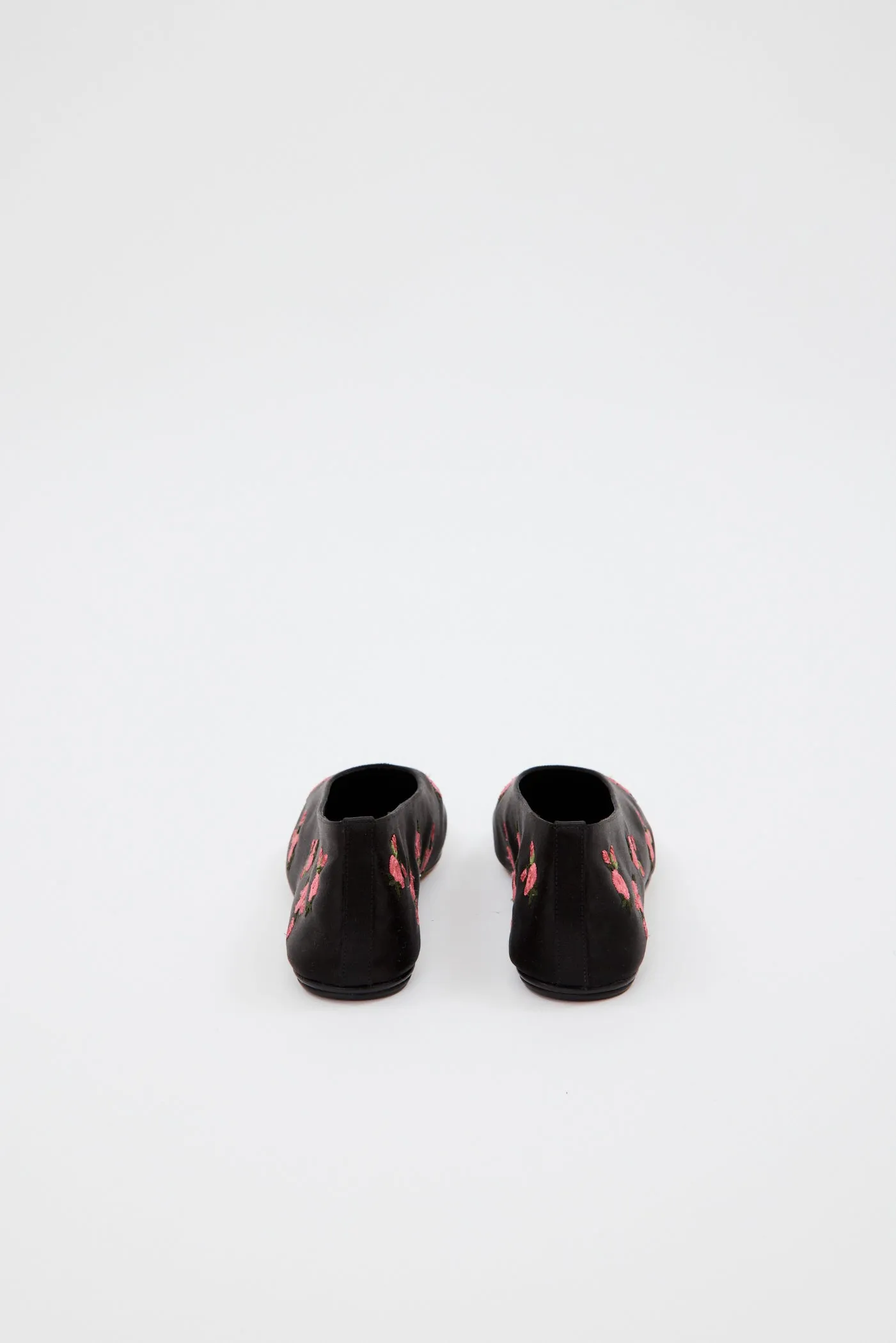 Rose Satin Black Ballet Flats