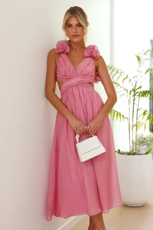 Ruffled Shoulder Midi Dress | Romantic & Flowy | Elegant Occasion Wear