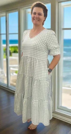Sage Green Gingham Maxi
