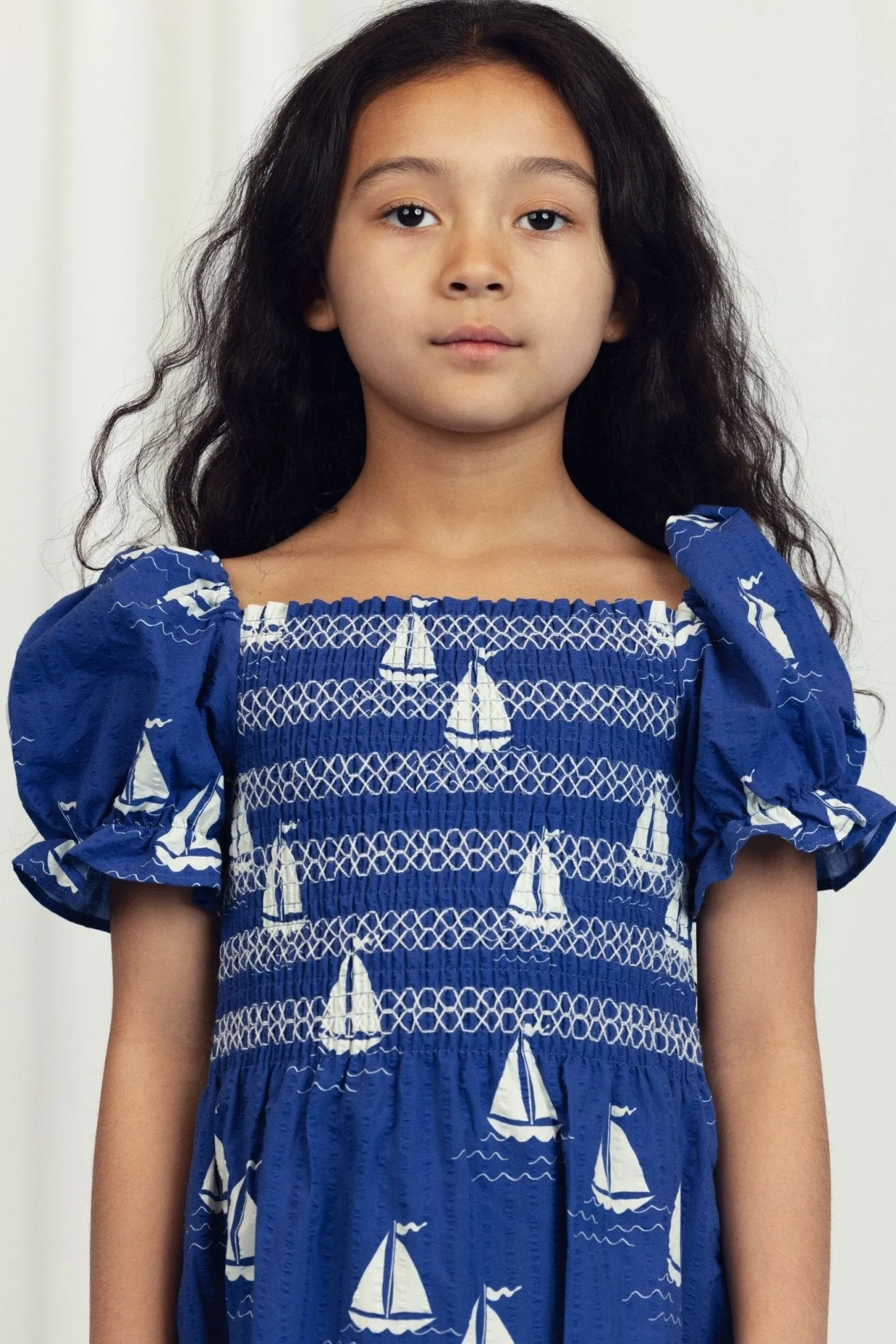 Sailing Boat Woven Dress by Mini Rodini
