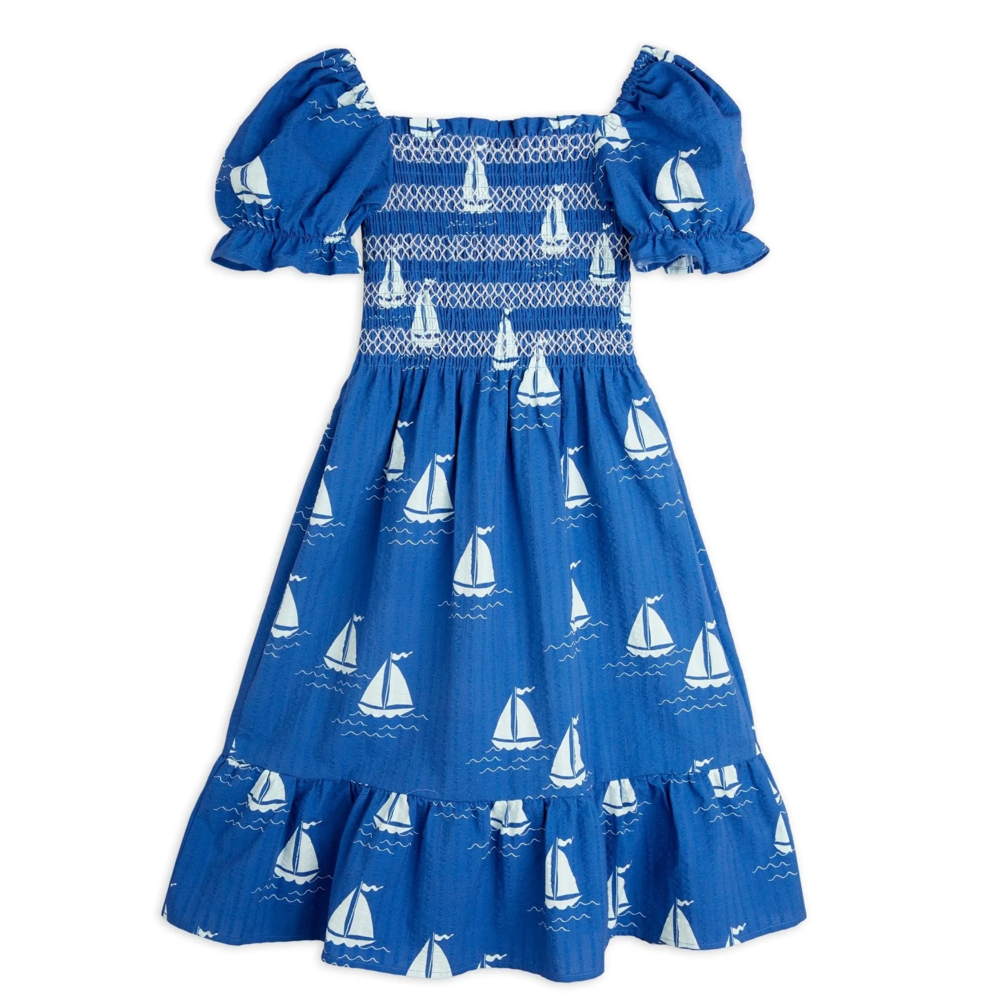 Sailing Boat Woven Dress by Mini Rodini