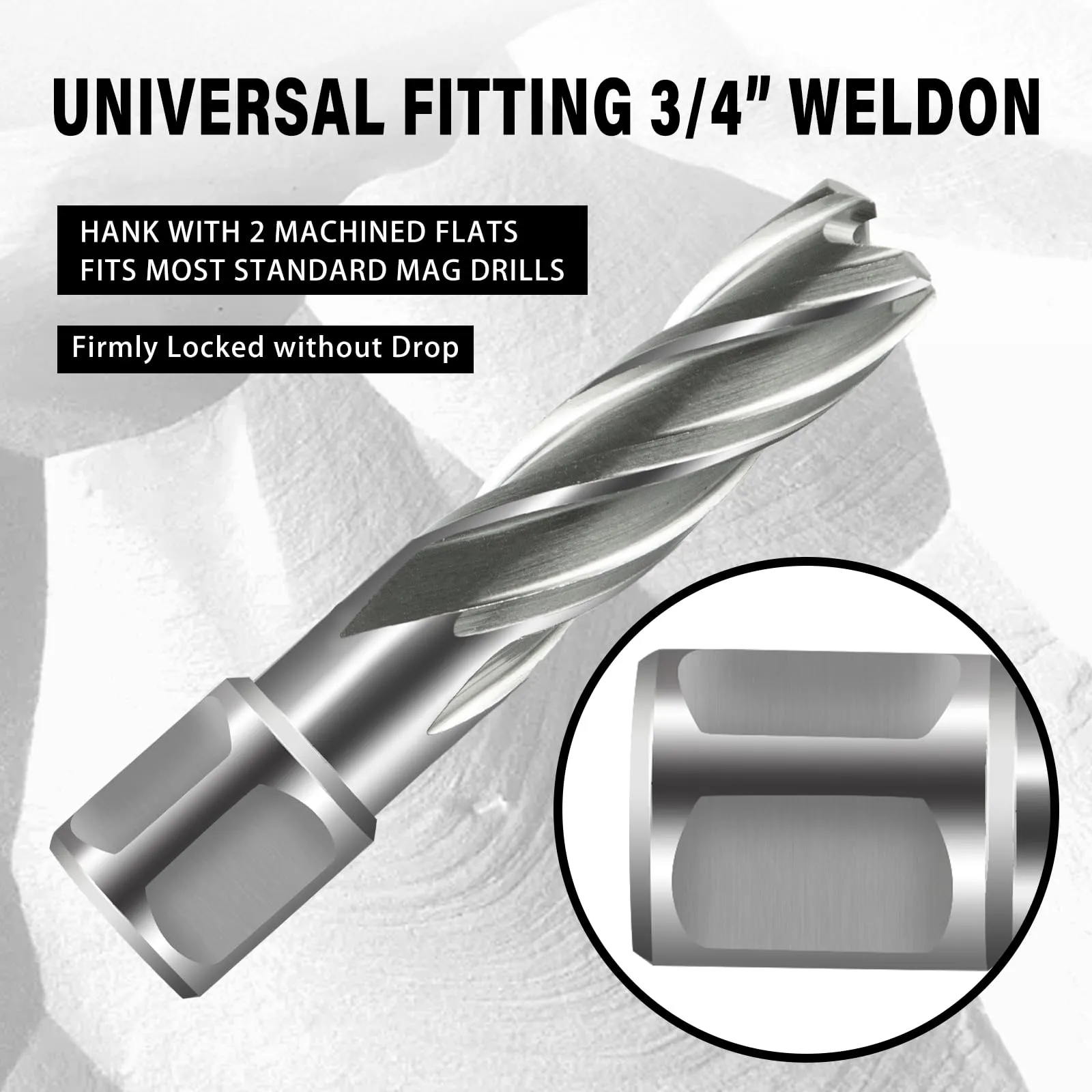 SALI Annular Cutter Diameter 1-1/2 Inch with Weldon Shank 3/4" (with 2 Flats) Cutting Depth 2" Mag Drill Bit for Magnetic Drill Press HSS Fully Ground Drill with One 1/4"*4" Pilot Pin