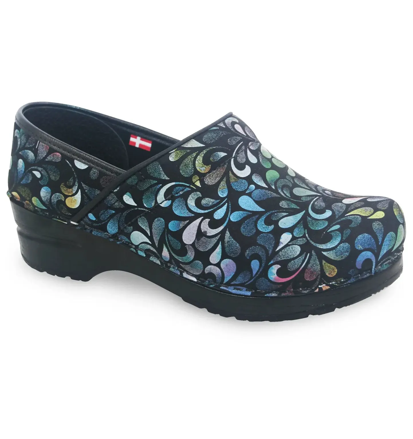 Sanita Plume Printed Leather Multi Women's Chef Clog