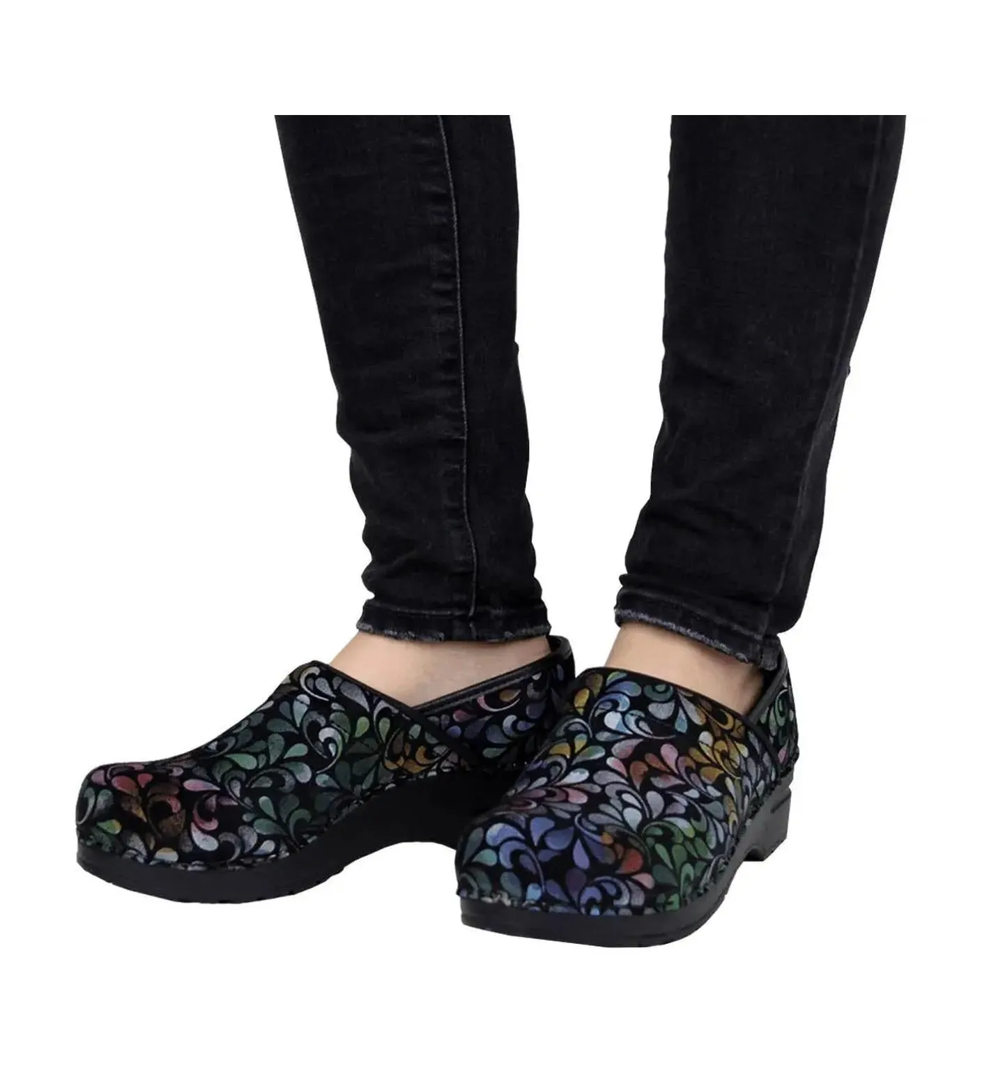 Sanita Plume Printed Leather Multi Women's Chef Clog