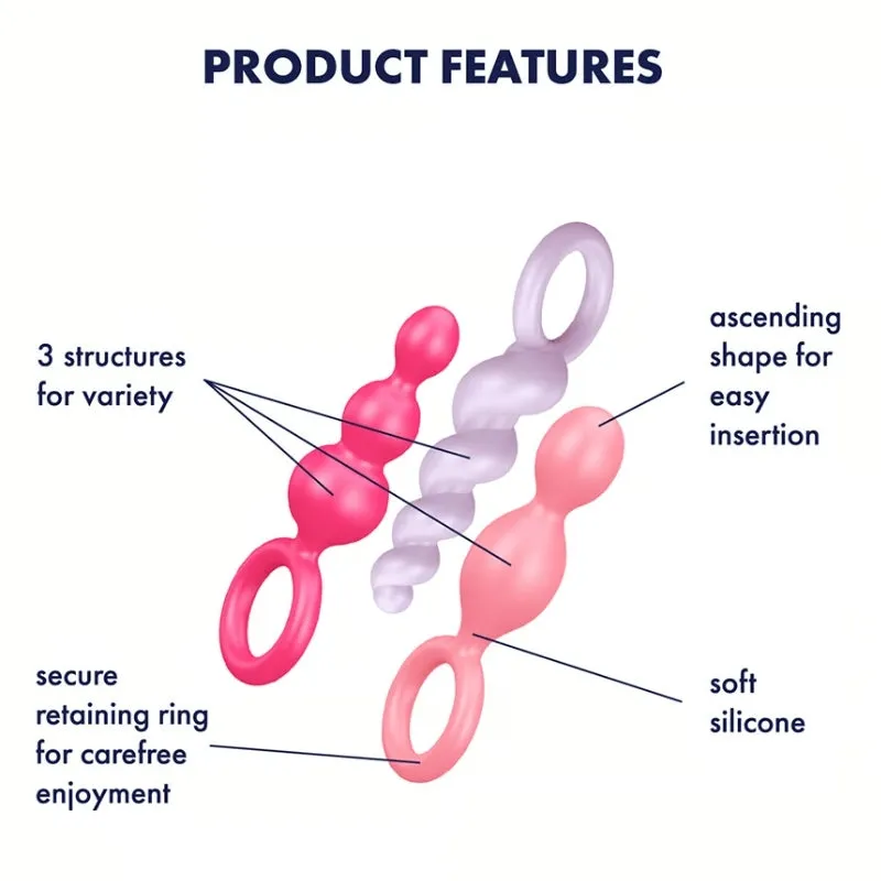 Satisfyer Plug Set Of 3 Silicone Butt Plug Anal Trainers - Multi Color