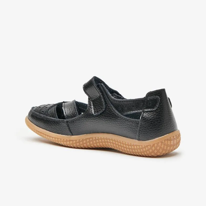Shuropody Alto Mary Jane Velcro Ballet Style Shoes - Black