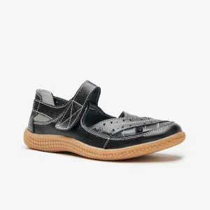 Shuropody Alto Mary Jane Velcro Ballet Style Shoes - Black