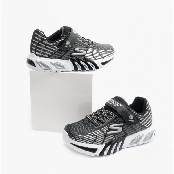 Skechers 400135L/BKGY FLEX-GLOW ELITE Boys Light Up Trainers Black/Grey