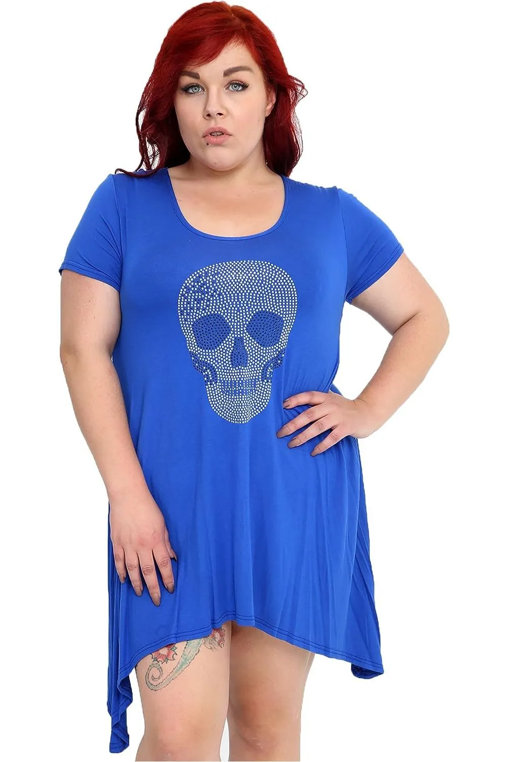 Skull Stud Hanky Hem Short Sleeve Top