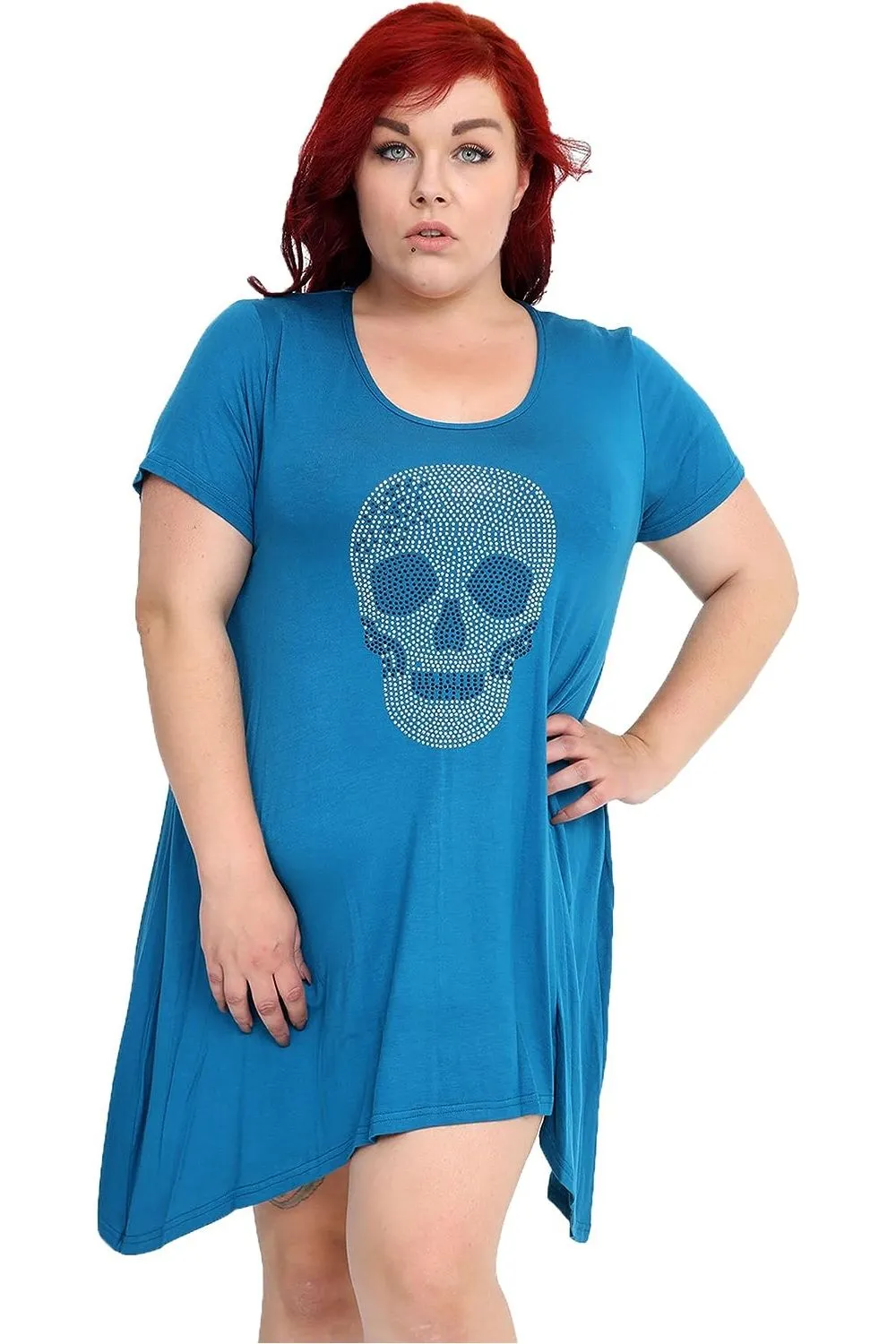 Skull Stud Hanky Hem Short Sleeve Top
