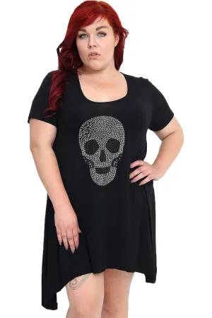 Skull Stud Hanky Hem Short Sleeve Top