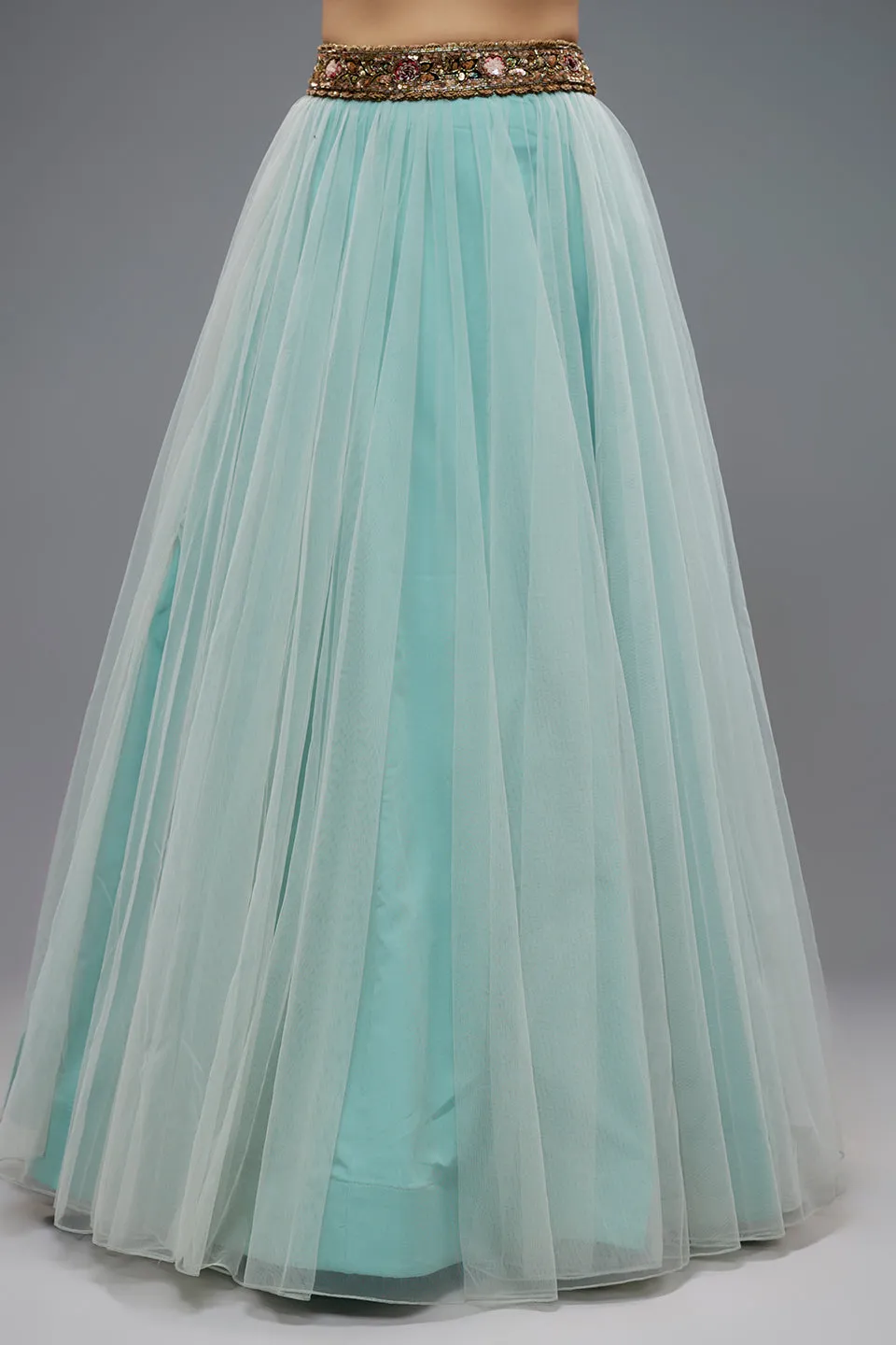 Sky Blue Jacket Lehenga Set