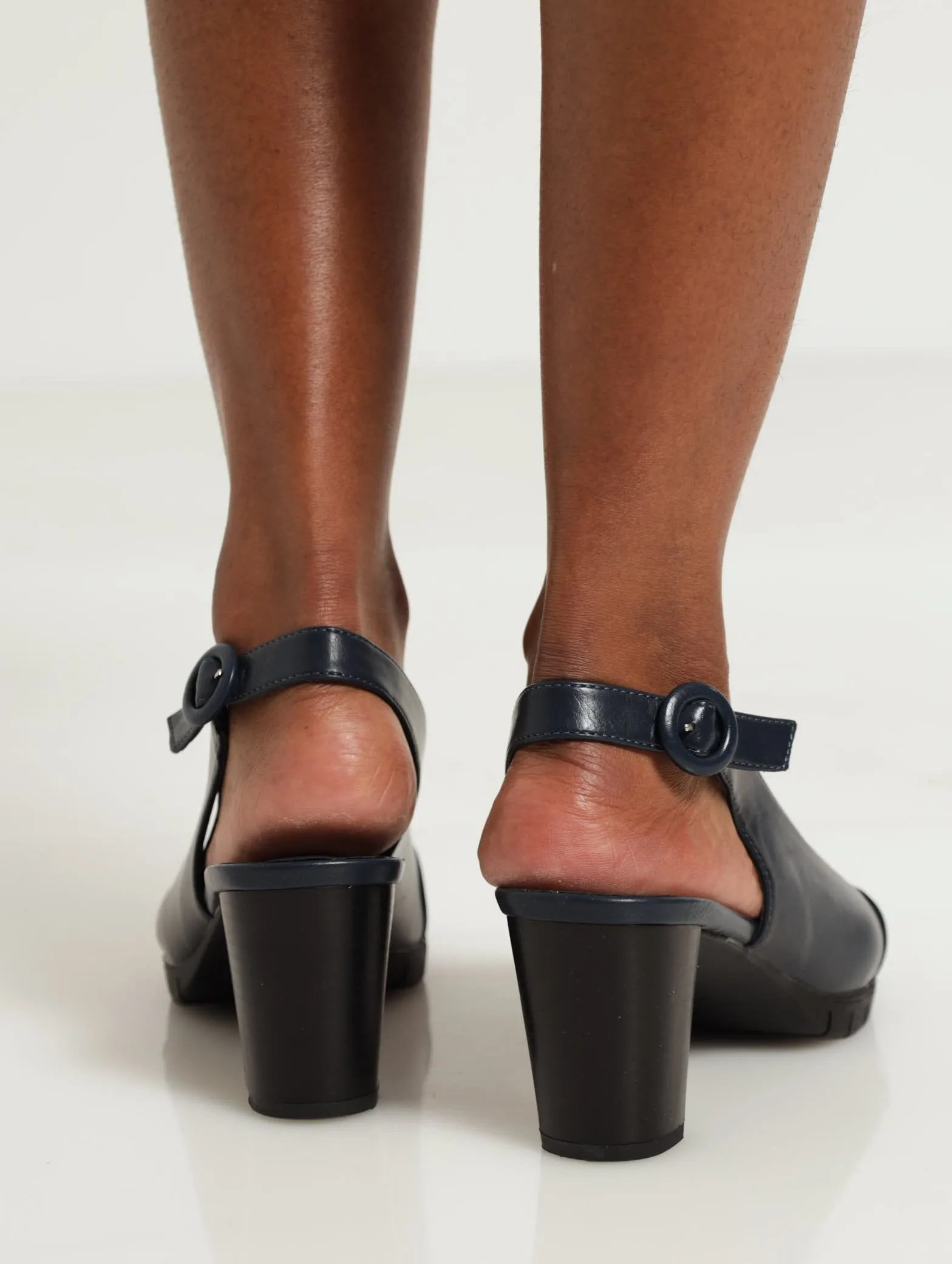 Soft Style Sidonia Slingback Peep Toe Heel - Navy