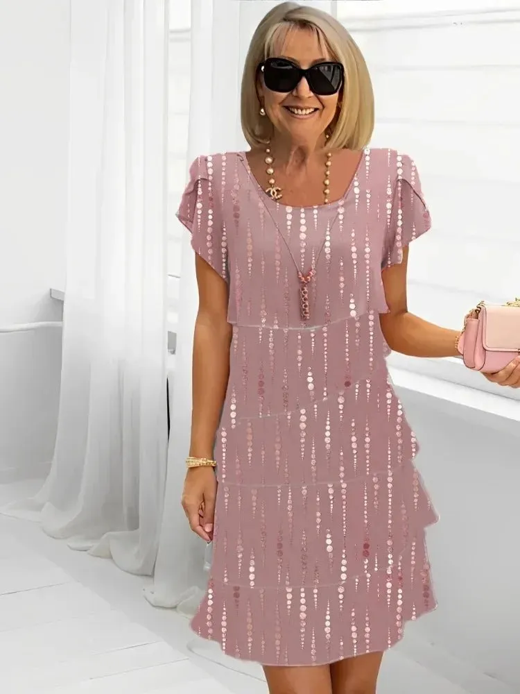 Solé Vintage | Casual Loose Print Vintage Summer Women’s V-neck Chiffon Midi Dress